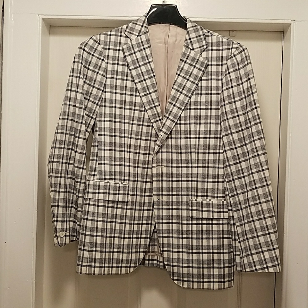 Men's Ty-Lr Cream and Navy Check Sport Coat
